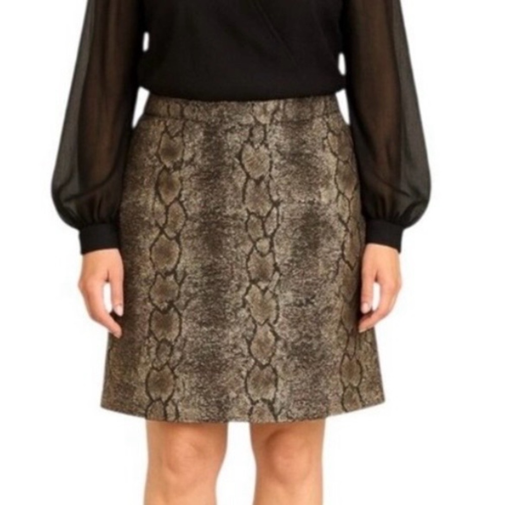 WORTHINGTON Gold Metallic Jacquard Skirt